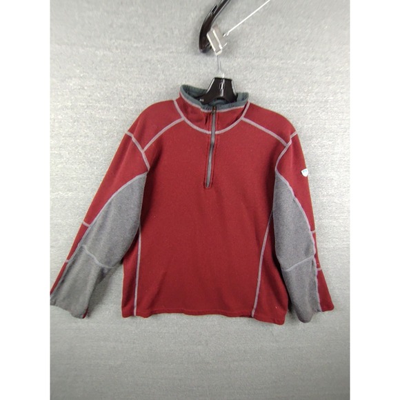 Kuhl Mens Jacket Large Red Maroon Gray 1/4 Zip Kashmira Lightweight Outdoor Gorp - Picture 1 of 9